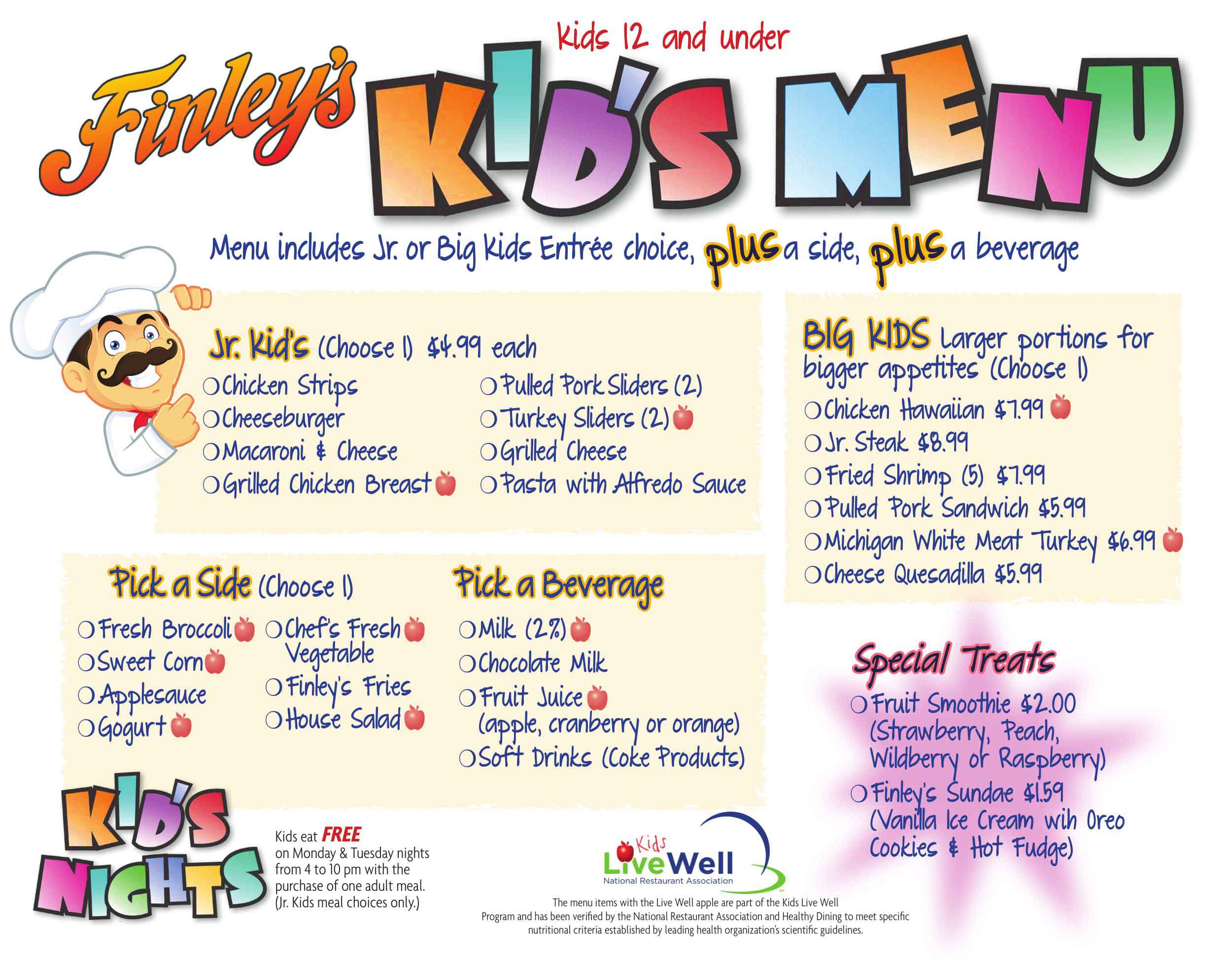 Kids | Battle Creek, Jackson, Kalamazoo & Lansing, MI | Finley's Grill